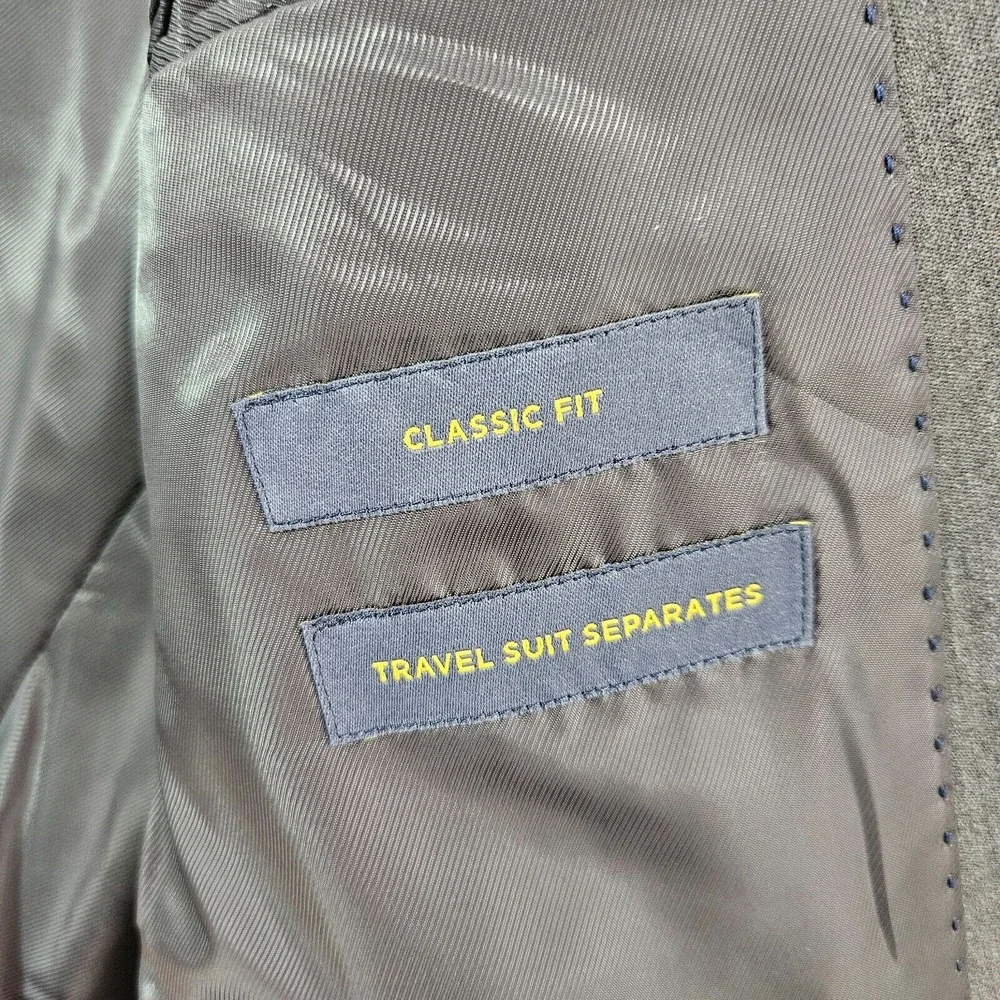 Stafford 2PCs Suit Blazer Men 42L Pants 38x29 Classic‎ Fit Wool Blend Gray